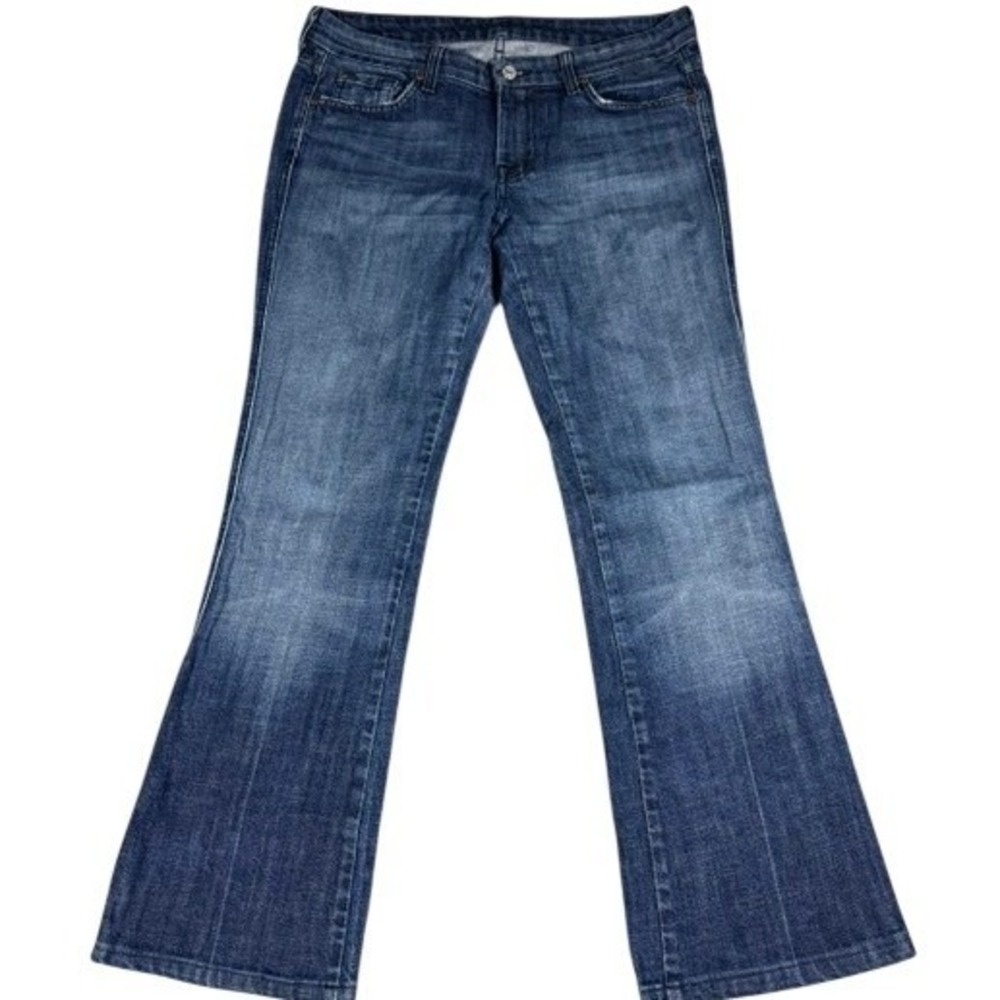 7 For All Mankind Jeans Womens 30 A Pocket Flare Medium Wash‎ Blue Denim Stretch